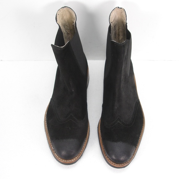 NEW J.D.FISK BLACK SUEDE WINGTIPS ANKLE BOOTS 12 display picture 3